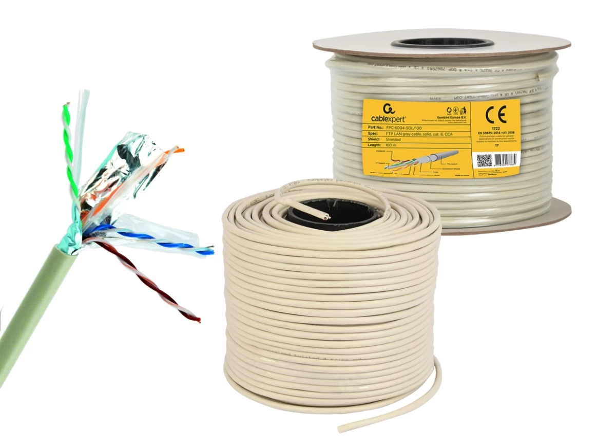 Cable network GEMBIRD FPC-6004-SOL/100 (F/FTP; 100m; 6; gray color)