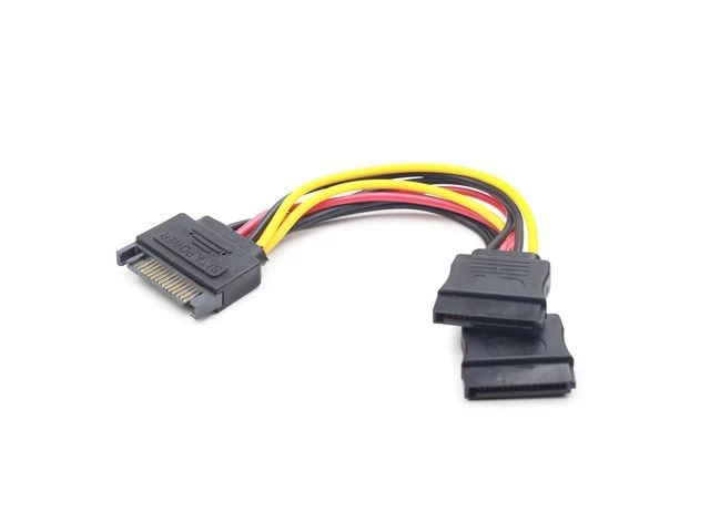 Cable SATA Molex (M)-&gt;   2x SATA (F) 15cm