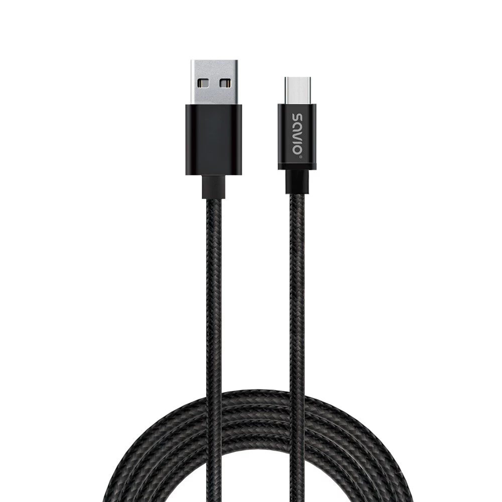 Cable SAVIO CL-129 (USB type C - USB 2.0 type A ; 2m; black color)