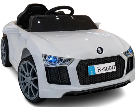 Cabrio B4 Baltas Akumuliatorinis Automobilis, Odinis, Nuotolinio Valdymo Pultas 2.4g