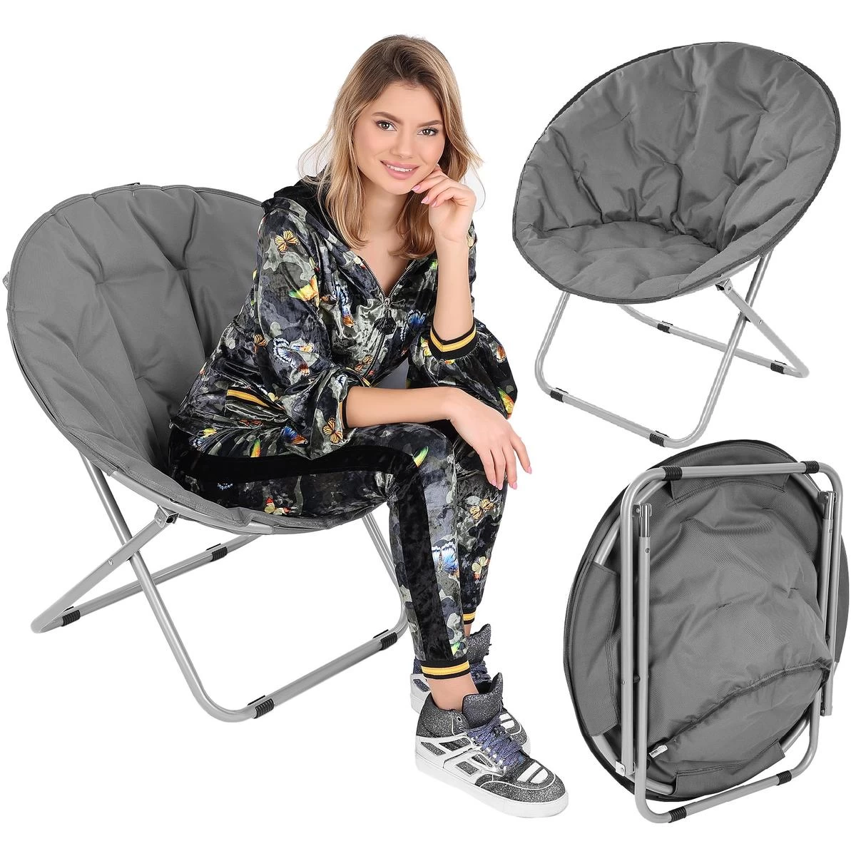 Camping Seat Moon 82x68x79cm Dark Grey Enero Camp