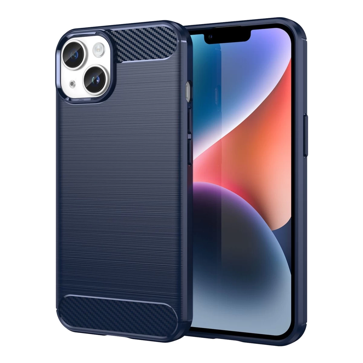Carbon Case Iphone 14 Lankstus Gelinis Galinis Dėklas Mėlynas