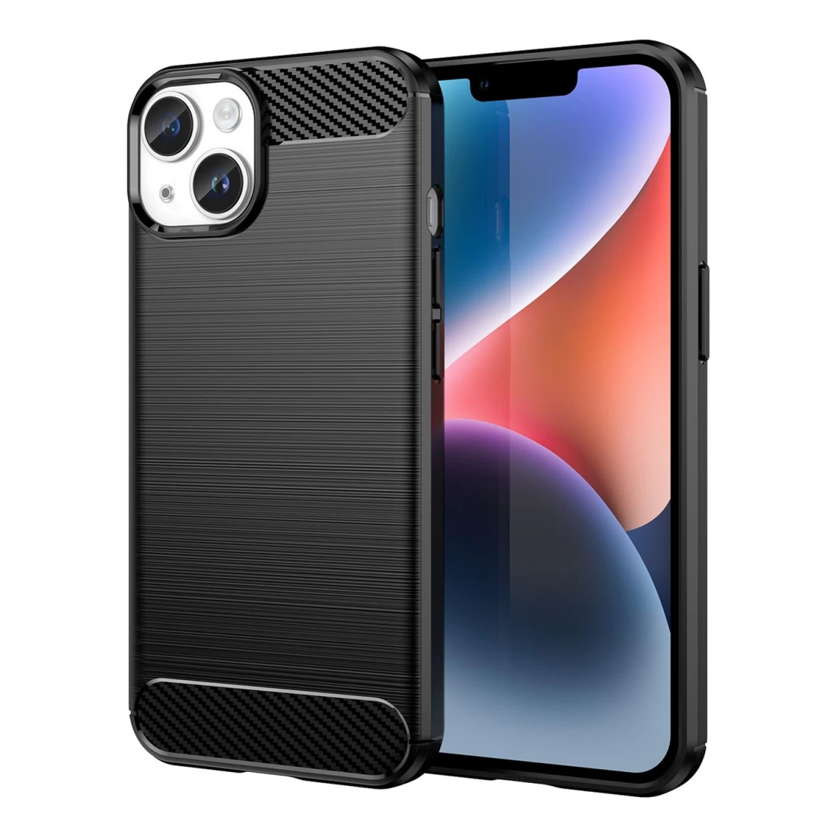 Carbon Case Iphone 14 Plus Lankstus Gelinis Galinis Dėklas, Juodas