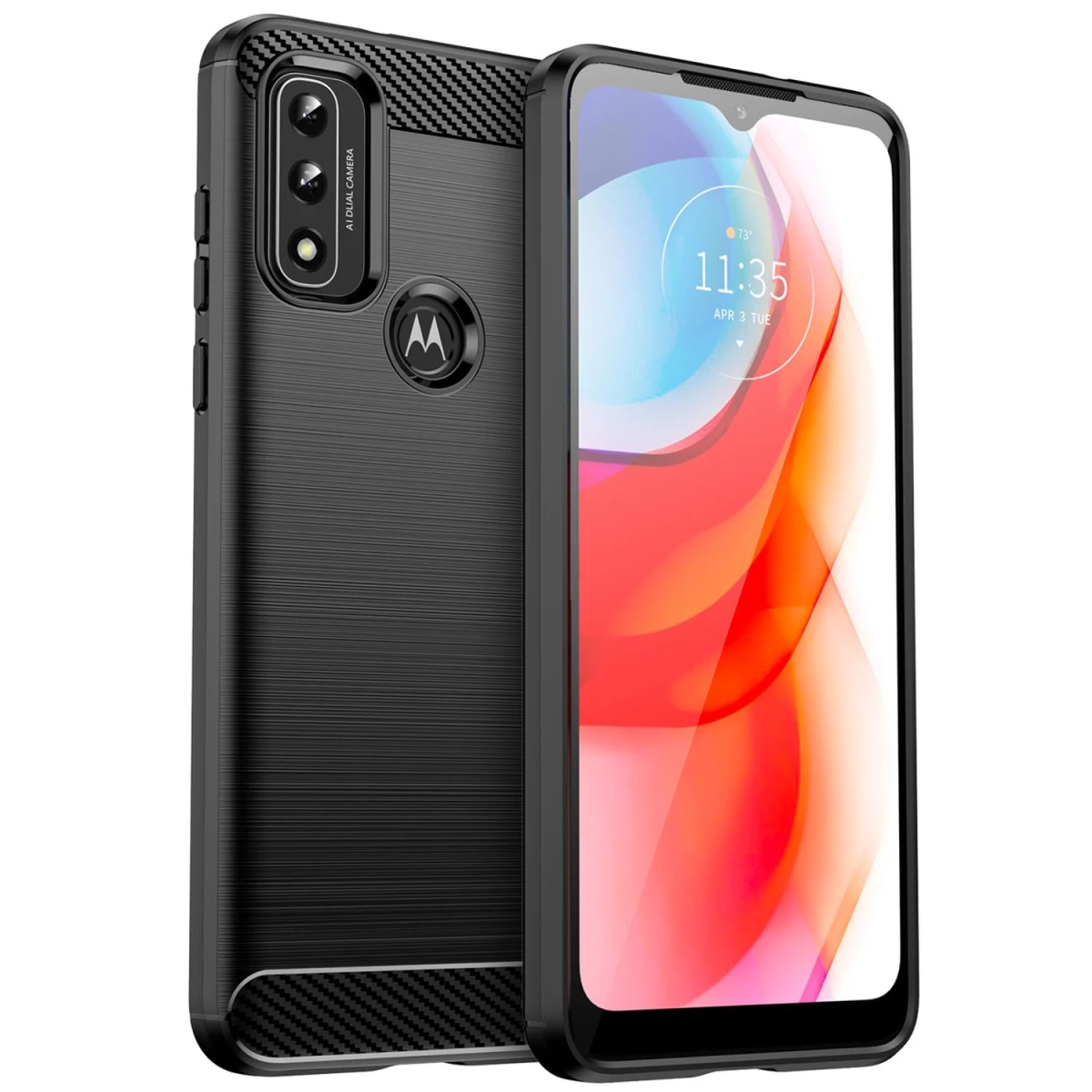 Carbon Case Lankstus Dėklas Motorola Moto G Play 2022 Black