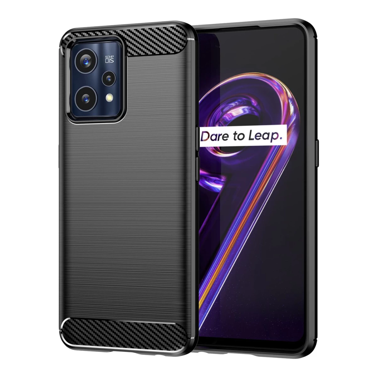 Carbon Case Lankstus Dėklas Realme 9 Pro + (9 Pro Plus) Juodas