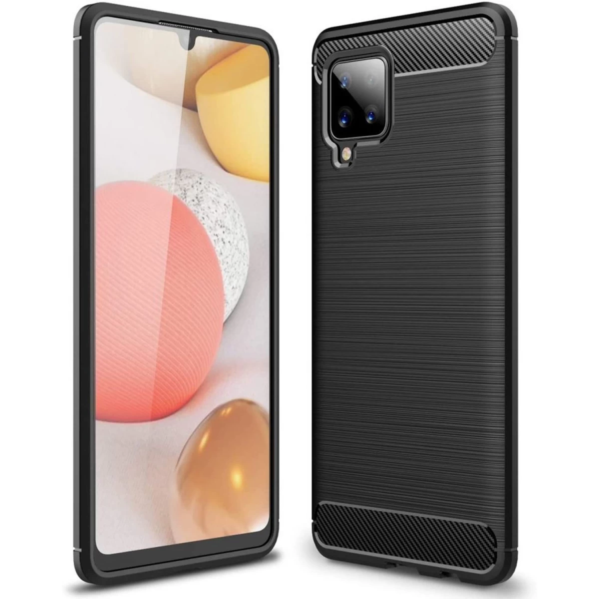 Carbon Case Lankstus Dėklas Samsung Galaxy A42 5g Juodas