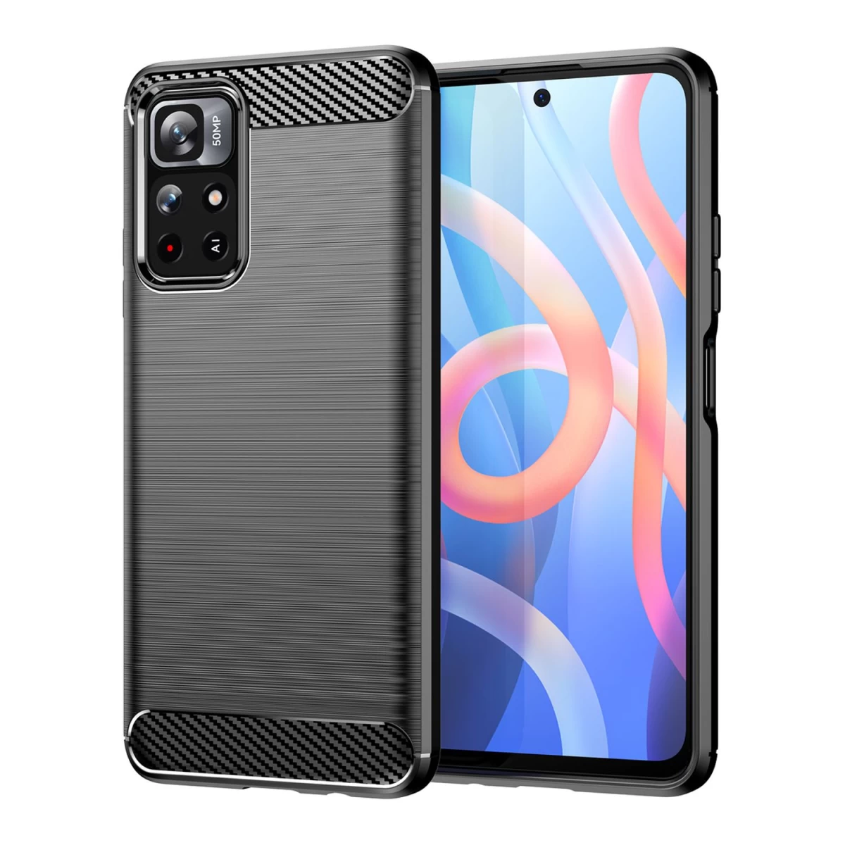 Carbon Case Lankstus Dėklas Xiaomi Redmi Note 11 Juodas