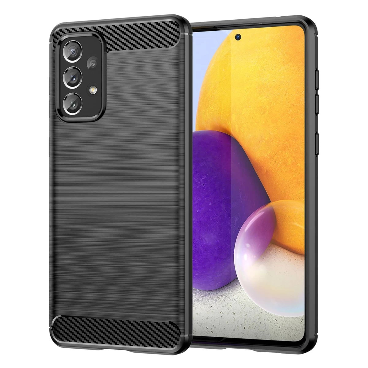 Carbon Case Lankstus Dėklo Dangtelis Samsung Galaxy A73 Juodas
