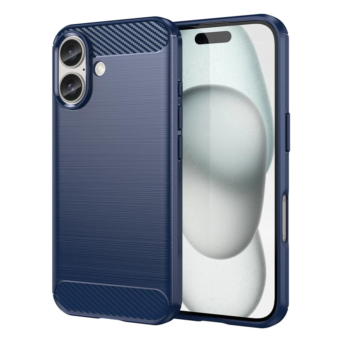 carbon Case Silikoninis Dangtelis iphone 16 Plus - Mėlynas