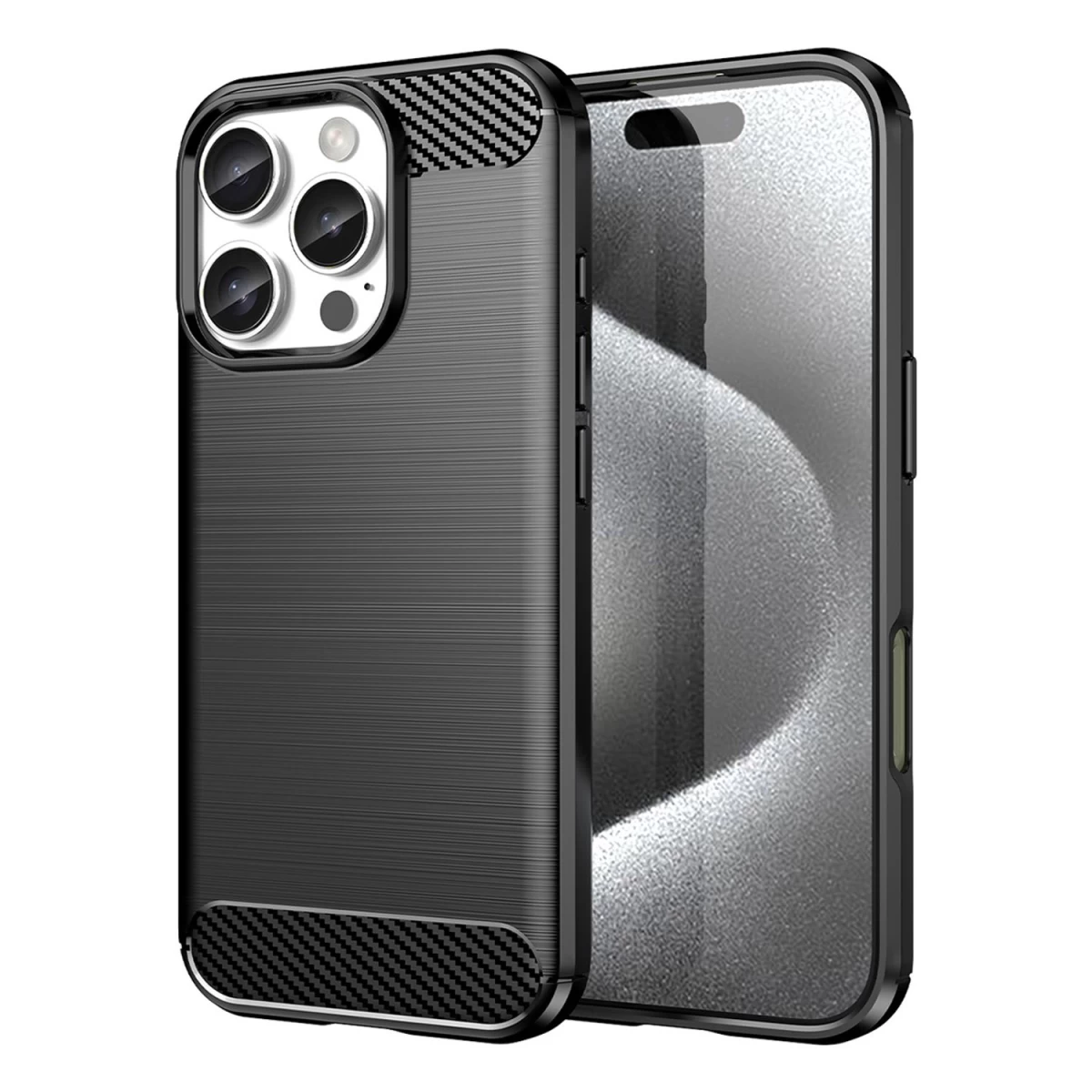 carbon Case Silikoninis Dėklas iphone 16 Pro Max - Juodas