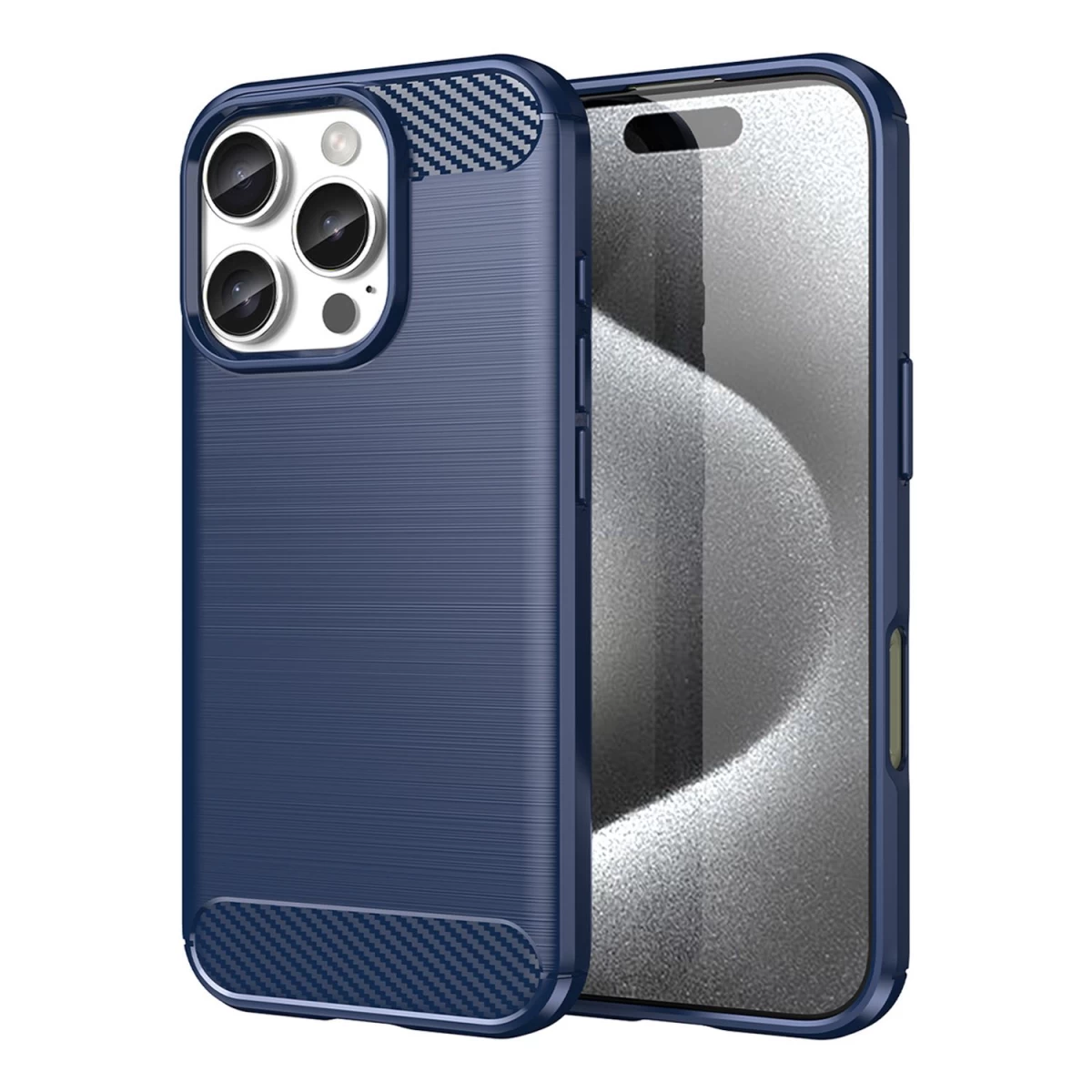 carbon Case Silikoninis Dėklas iphone 16 Pro Max - Mėlynas