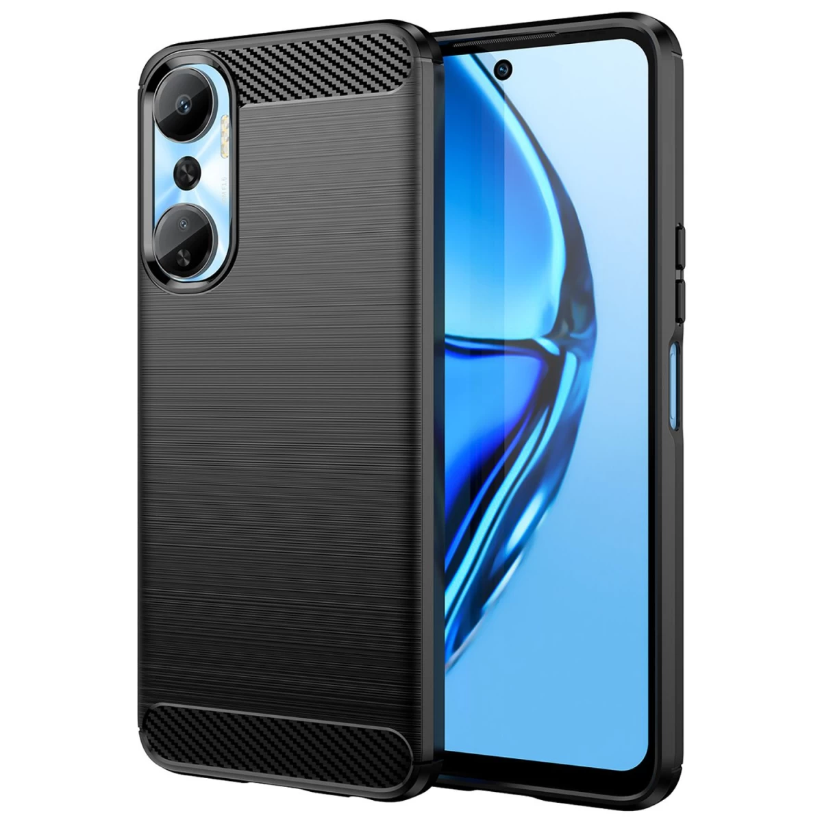 carbon Case Silikoninis Lankstus Anglies Juodos Spalvos Dangtelis, Skirtas infinix Hot 20