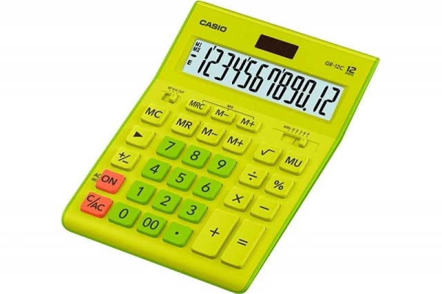 CASIO CALCULATOR GR-12C-GN OFFICE LIME GREEN, 12-DIGIT DISPLAY