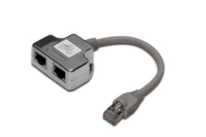 CAT5e Adapter shielded 2 x RJ45 F to 1x RJ45 M