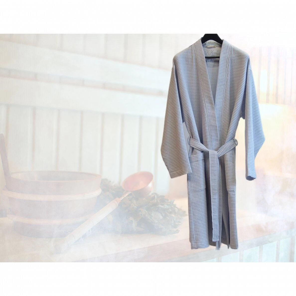 Chalatas Unisex Waffle Grey M
