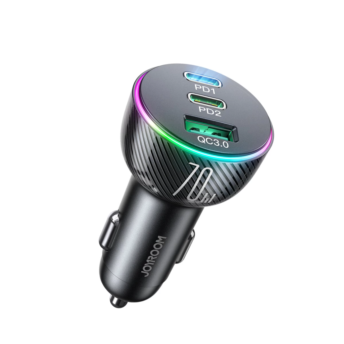 Cigarečių žiebtuvėlio Automobilinis įkroviklis Su 3 Usb Prievadais Ir 2x Usb-c 70w - Juodas