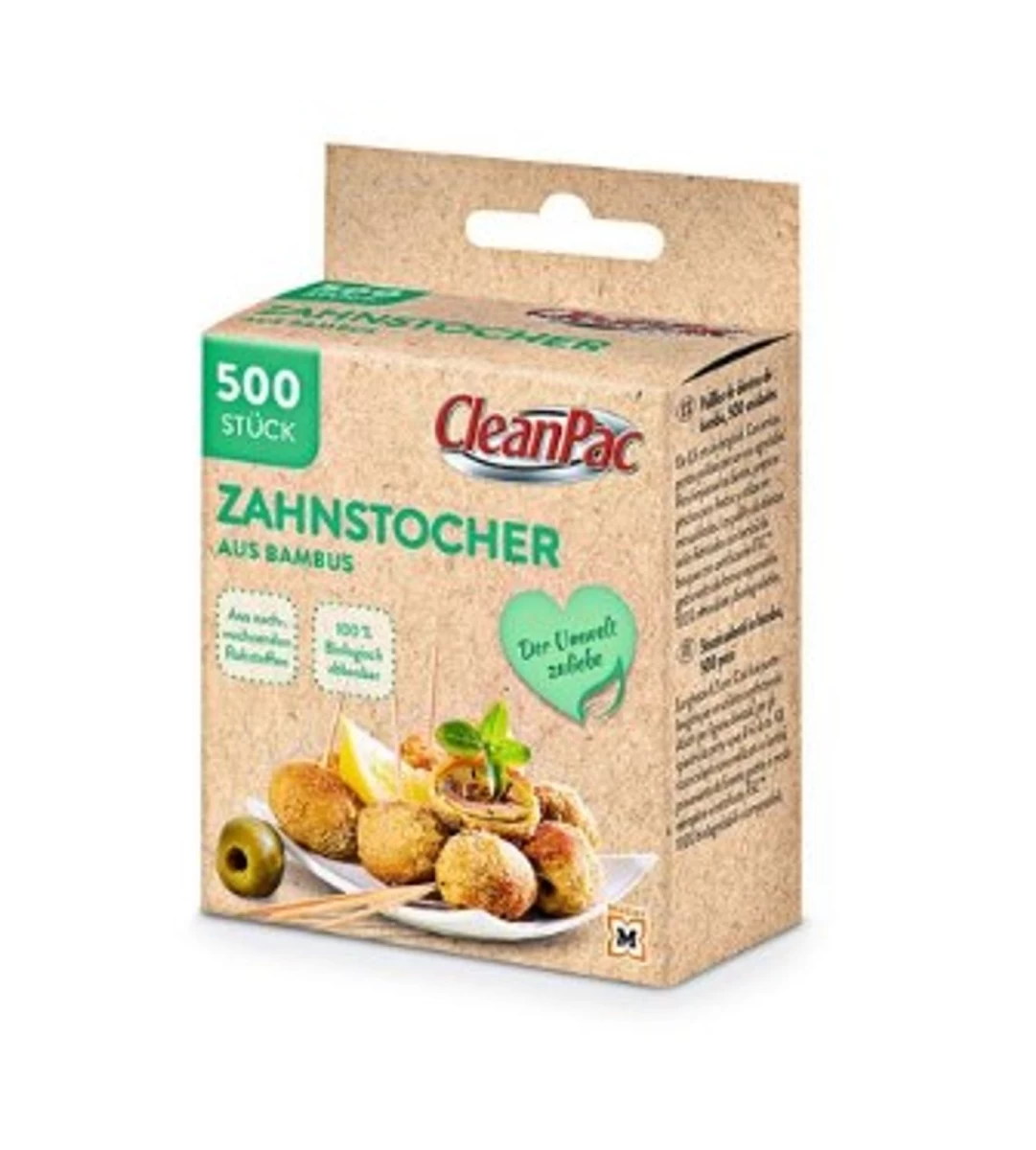 Cleanpac, Bambukiniai Dantų Krapštukai, 500 Vienetų (vokietijos Produktai).