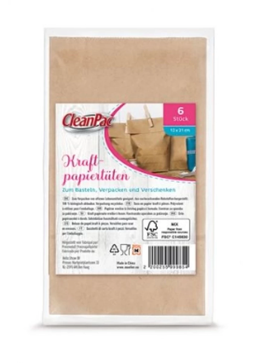 cleanpac Kraftpopieriniai Maišeliai, 6 Vnt. (vokietijos Produktai).