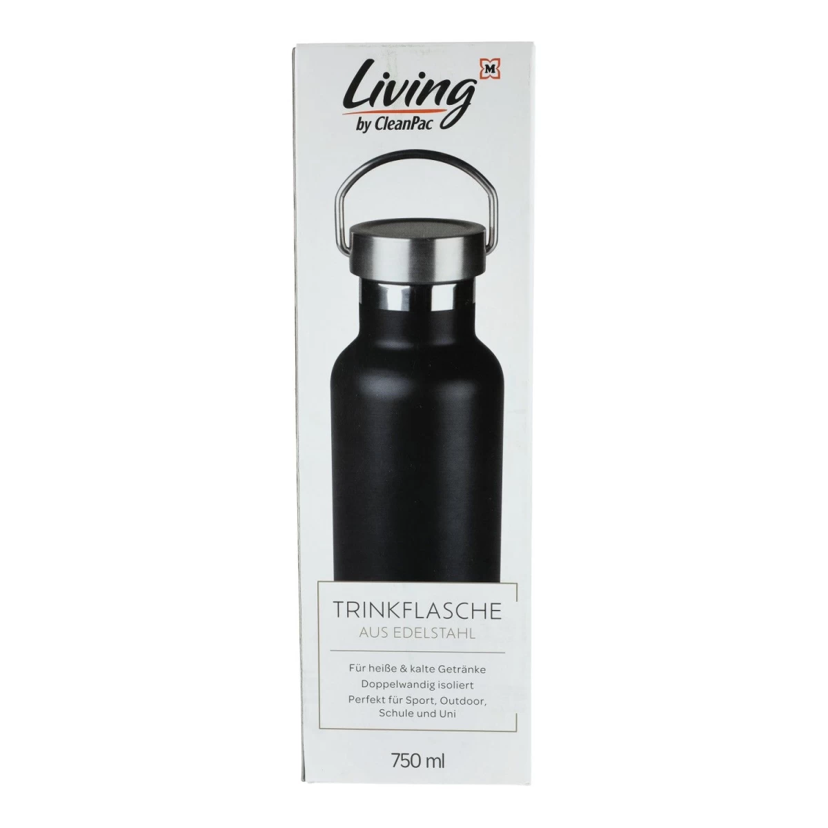 cleanpac, Nerūdijančio Plieno Butelis, Juodas, 750 Ml (vokietijos Produktai).