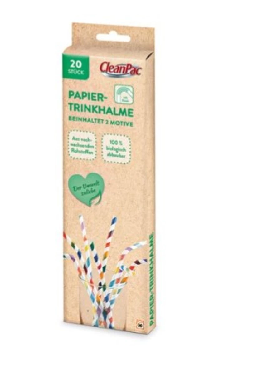 cleanpac, Popieriniai šiaudeliai Su Užlenkimais, 20 Vienetų (vokiečių Produktas).