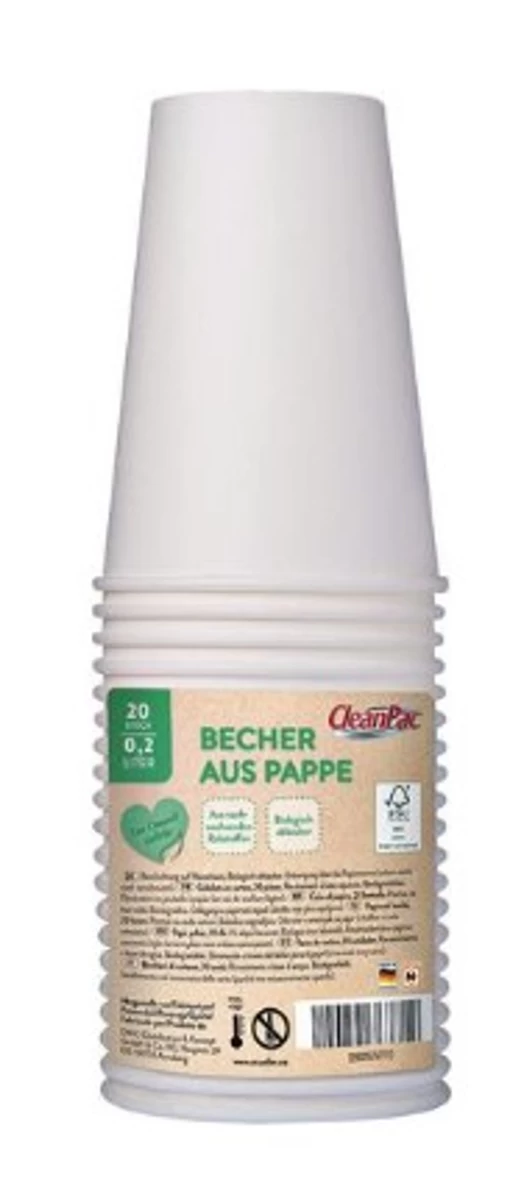 Cleanpac, Popierinis Puodelis, 0,2 L, 20 Vienetų (vokietijos Produktai).