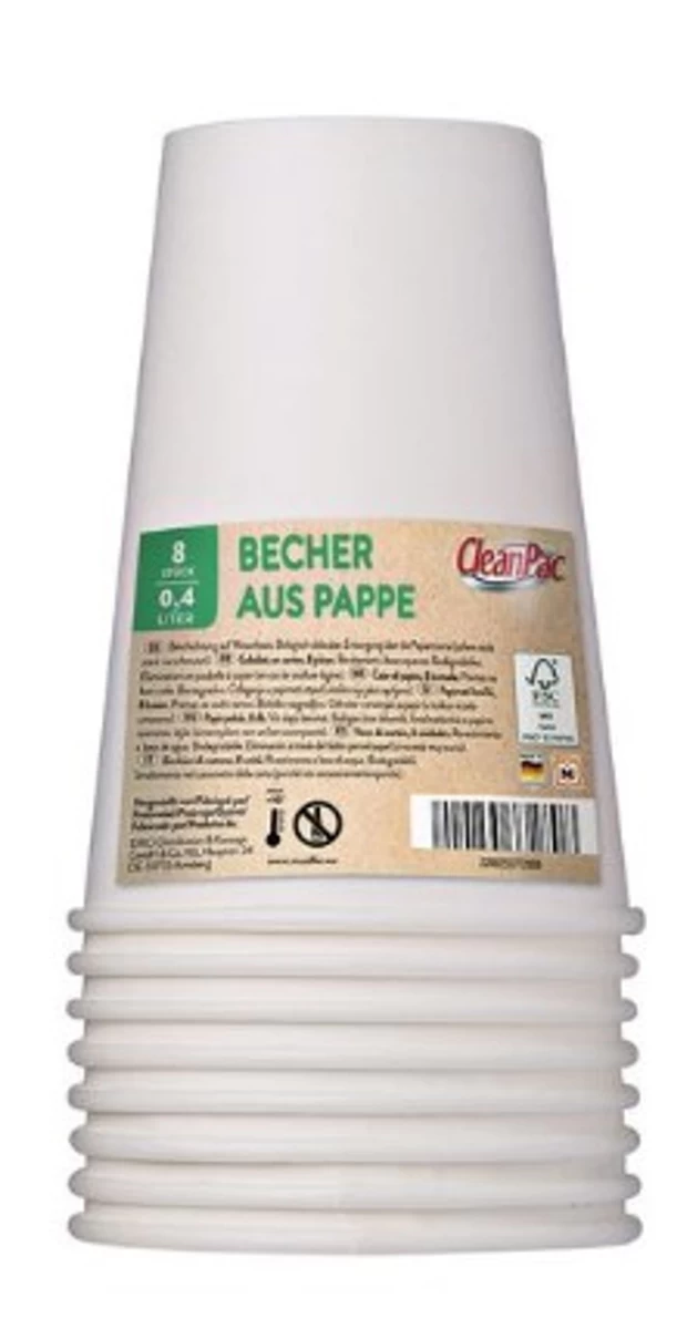 Cleanpac, Popierinis Puodelis, 0,4 L, 8 Vnt. (vokietijos Produktai).