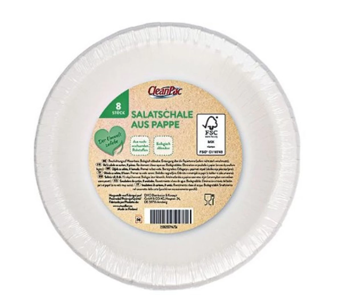 cleanpac, Popierinis Salotų Dubuo, 8 Vnt. (vokiečių Produktas).