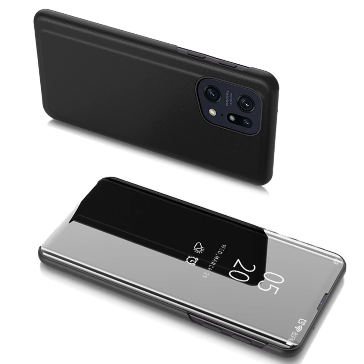 clear View Case Apverčiamasis Dangtelis oppo Find X5 Pro, Juodas