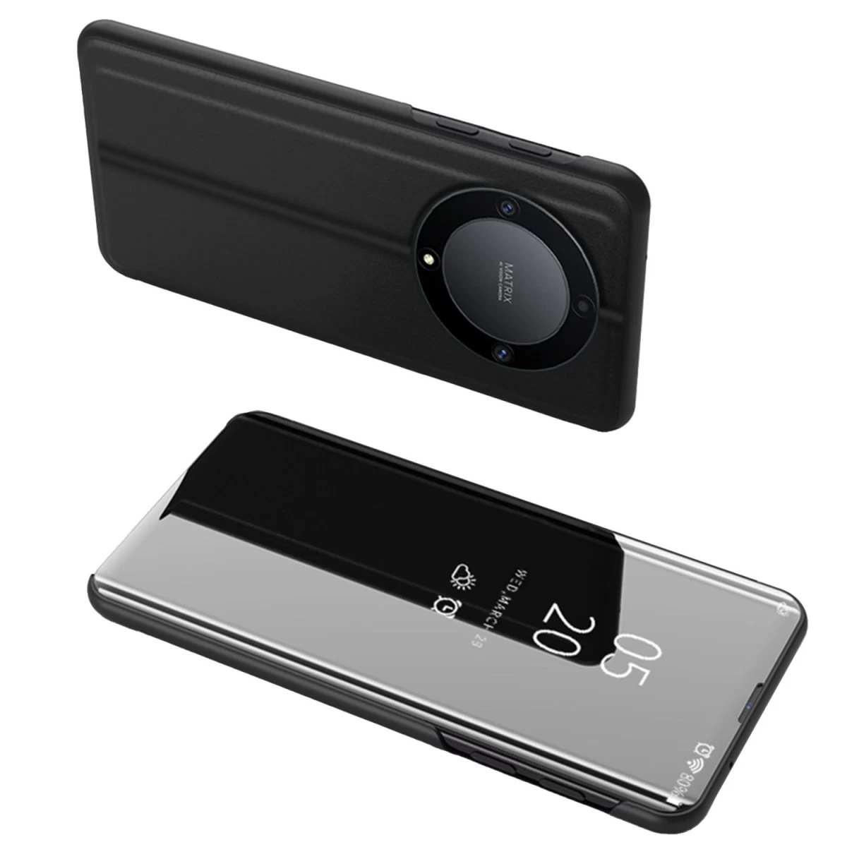 clear View Dėklas honor Magic5 Lite / X40 / X9a Juodas Apverčiamasis Dangtelis