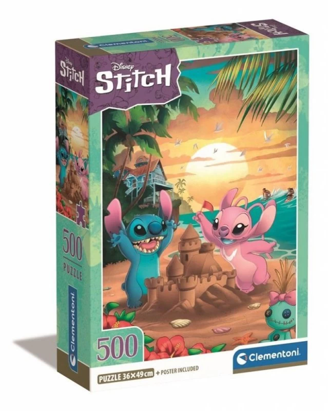 Clementoni Puzzle 500el Compact Stitch. Dygsnis Ir Angelas Paplūdimyje 35547