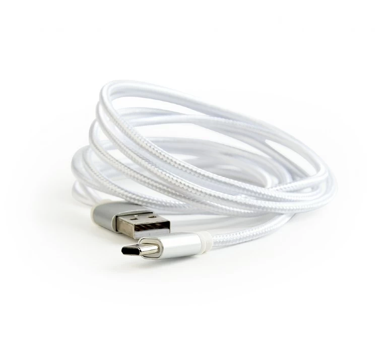 Cotton braided USB Type C cable/1.8m/silver