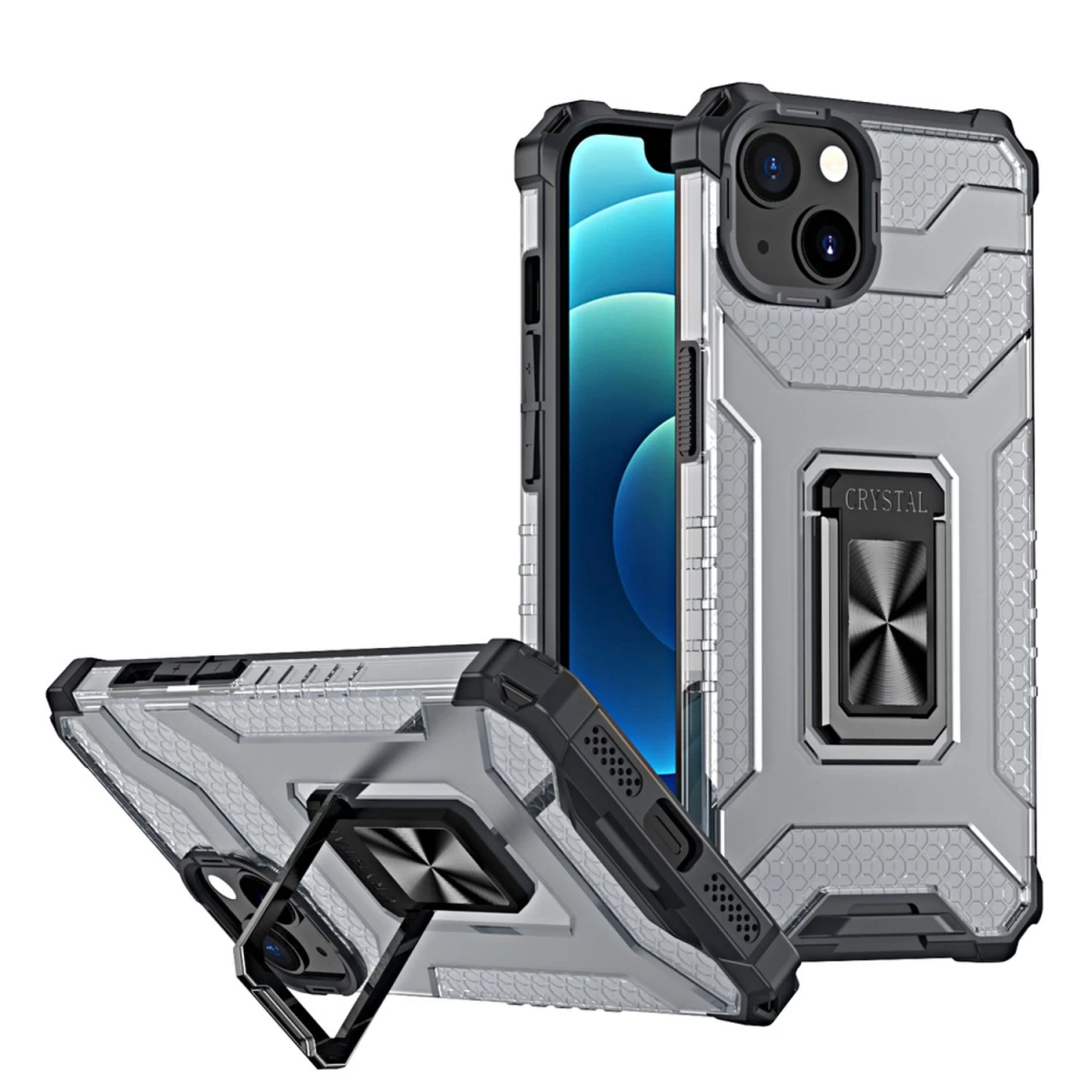 Crystal Ring Case šarvuotas Hibridinis Dėklas + Magnetinis Laikiklis Iphone 13 Juodas