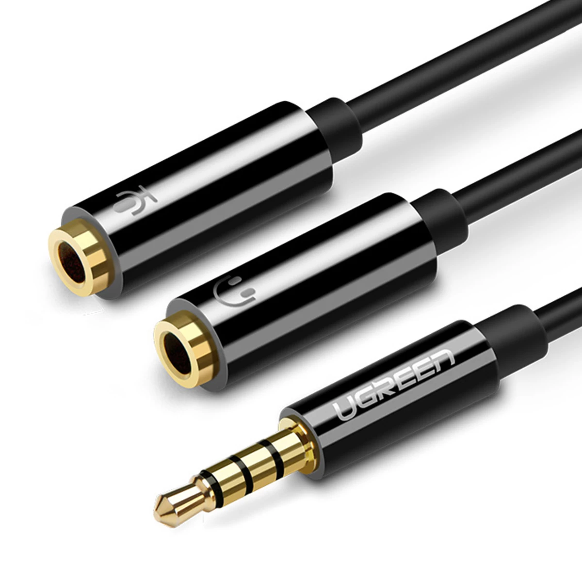 Dalytuvo Adapteris Mini Jack 3,5 Mm - 2 X Mini Jack 3,5 Mm Mikrofonas Ir Ausinės Juodas Dalytuvo Adapteris Mini Jack 3,5 Mm - 2 X Mini Jack 3,5 Mm Mikrofonas Ir Ausinės Juodas