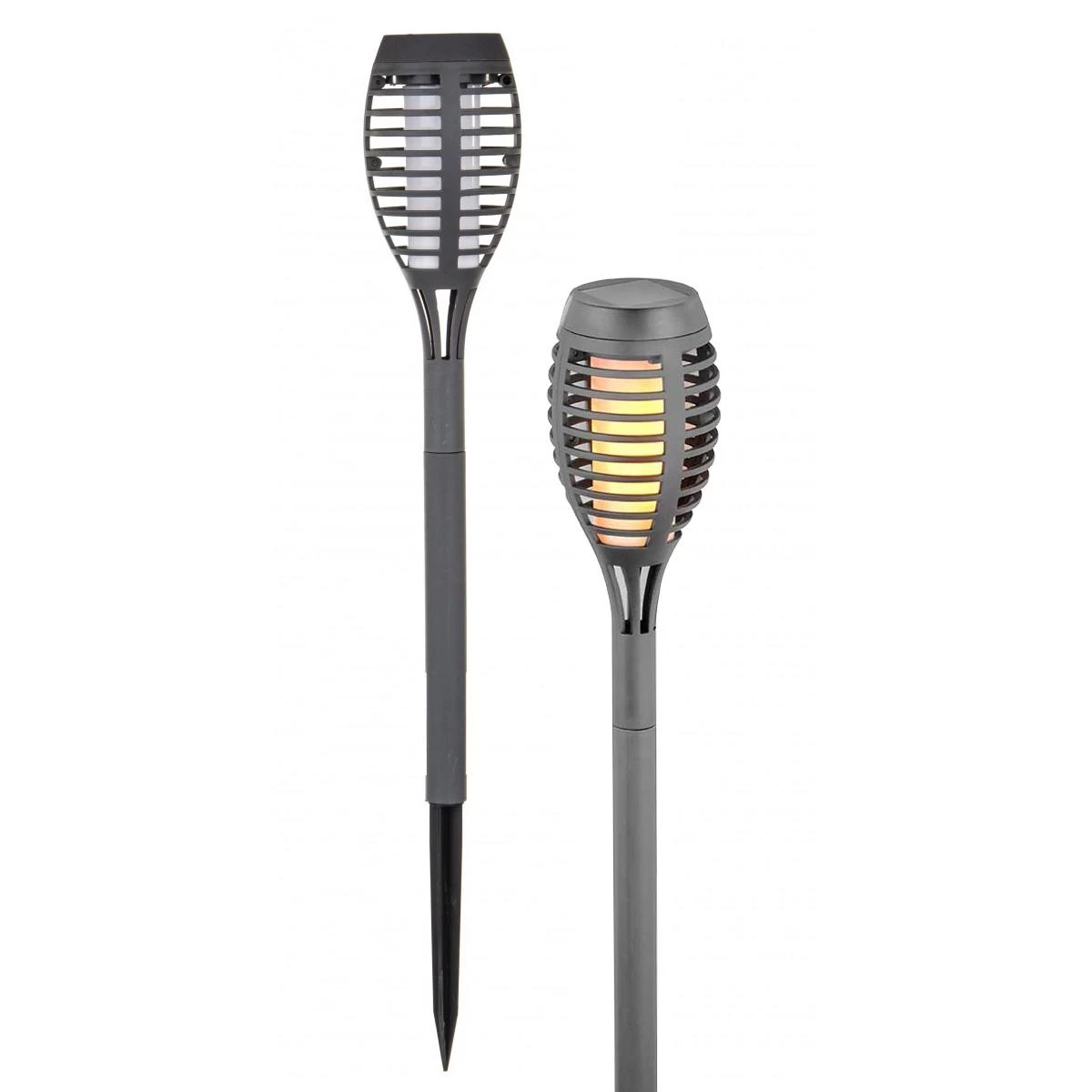 Dancing Flames Solar Lamp 12 Led Smd 7,5x7,5x46,5cm Pilka