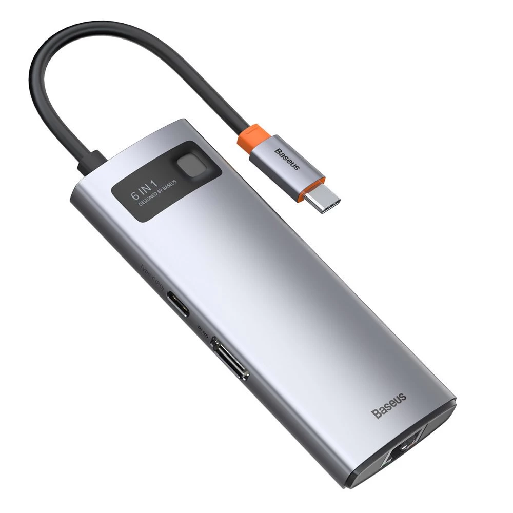 Daugiafunkcinis 6-in-1 Usb Usb-c Pd Hdmi 3x Usb 3.2 Rj45 Pilkos Spalvos Daugiafunkcinis 6-in-1 Usb Usb-c Pd Hdmi 3x Usb 3.2 Rj45 Pilkos Spalvos
