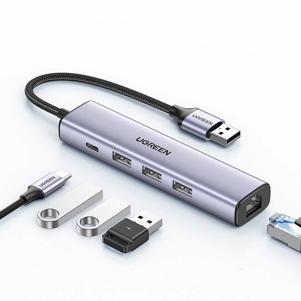 Daugiafunkcinis Hub Adapterio Daliklis Usb 3.0 - 3x Usb Ethernet Rj-45 Usb-c Pd Pilkas Daugiafunkcinis Hub Adapterio Daliklis Usb 3.0 - 3x Usb Ethernet Rj-45 Usb-c Pd Pilkas