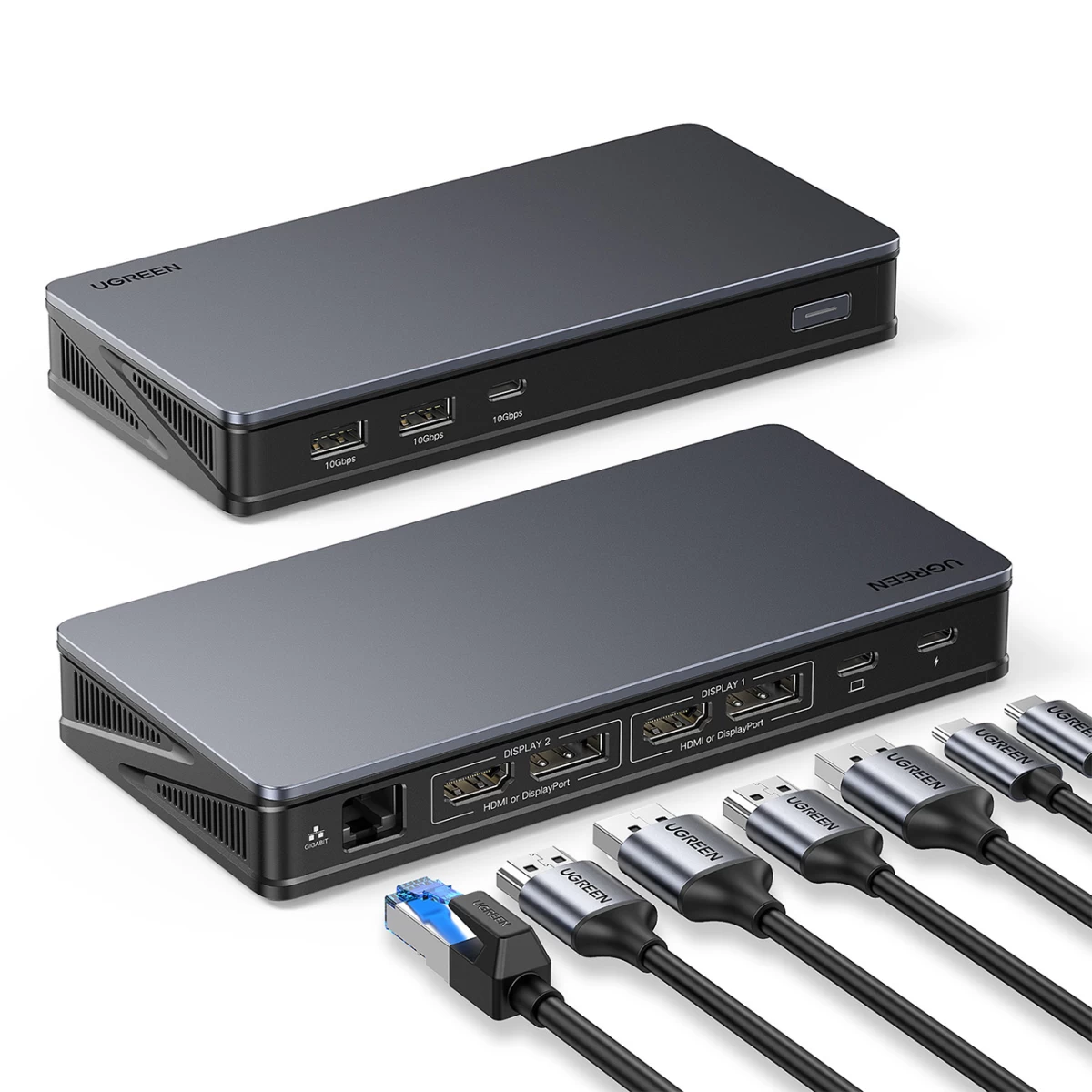 Daugiafunkcinis Hub Adapterio Ekrano Dalytuvas Hdmi Displayport Usb-c Usb-a Rj45 Pilkas Daugiafunkcinis Hub Adapterio Ekrano Dalytuvas Hdmi Displayport Usb-c Usb-a Rj45 Pilkas