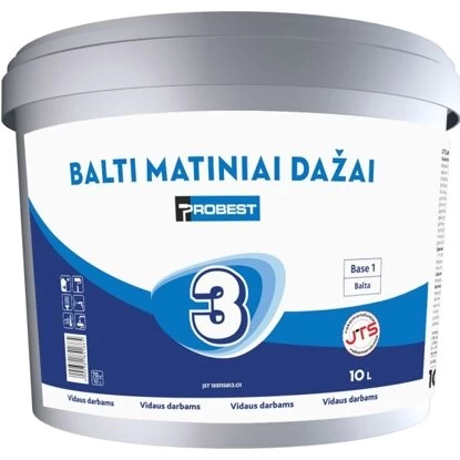 Dažai PROBEST 3, 10l balta sp. matiniai Dažai PROBEST 3, 10l balta sp. matiniai