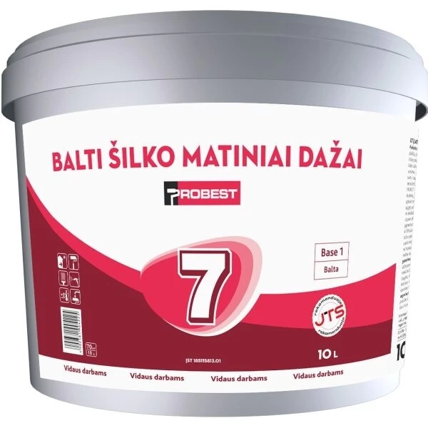 Dažai PROBEST 7, 5l balta sp. šilko matiniai Dažai PROBEST 7, 5l balta sp. šilko matiniai