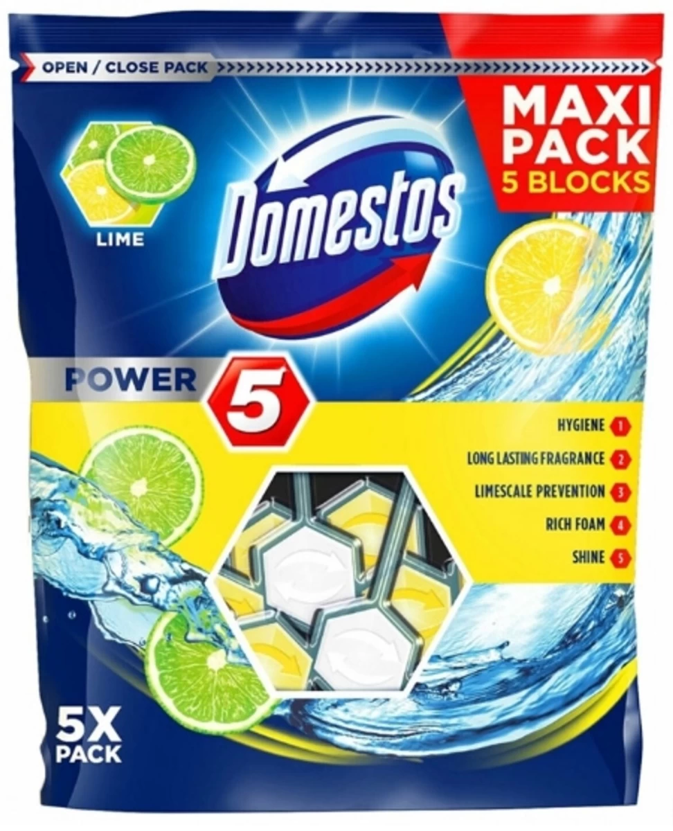 (de) Domestos Power 5, Wc Pakabos Kalkės, 5 Vnt. (vokietijos Produktas)