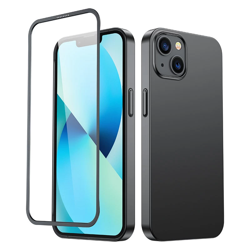 Dėklas iphone 13 Nugarėlei Ir Priekiui + Grūdintas Stiklas, Juodas