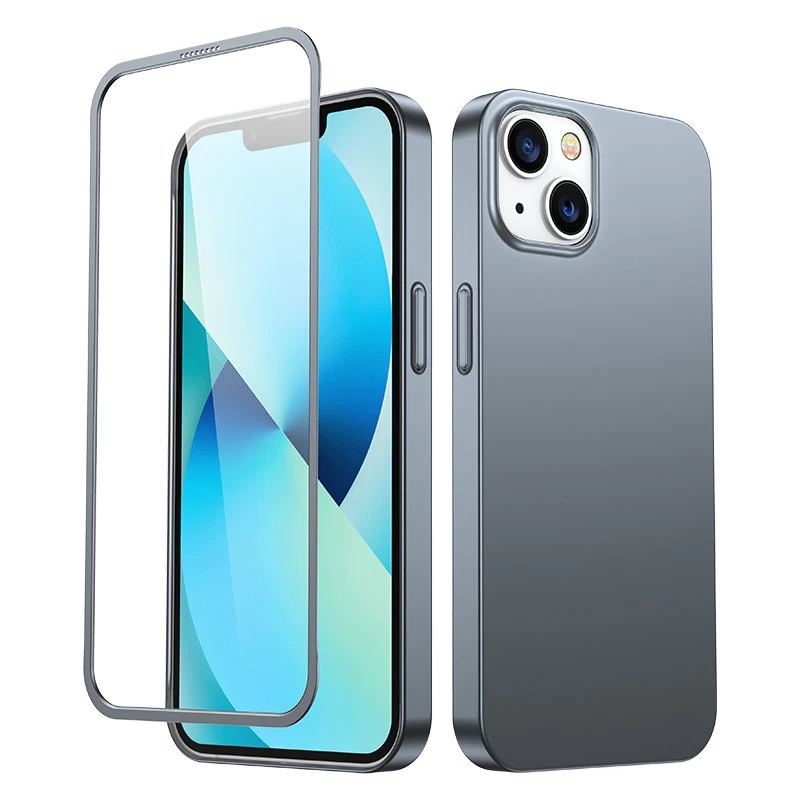 Dėklas iphone 13 Nugarėlei Ir Priekiui + Grūdintas Stiklas, Pilkas