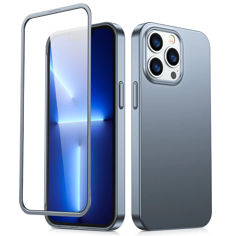 Dėklas iphone 13 Pro Max Galiniam Ir Priekiniam Dangteliui + Grūdintas Stiklas, Pilkas