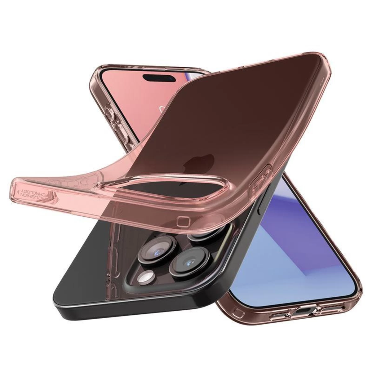 Dėklas iphone 15 Pro Max Crystal Flex - Rožinis Skaidrus