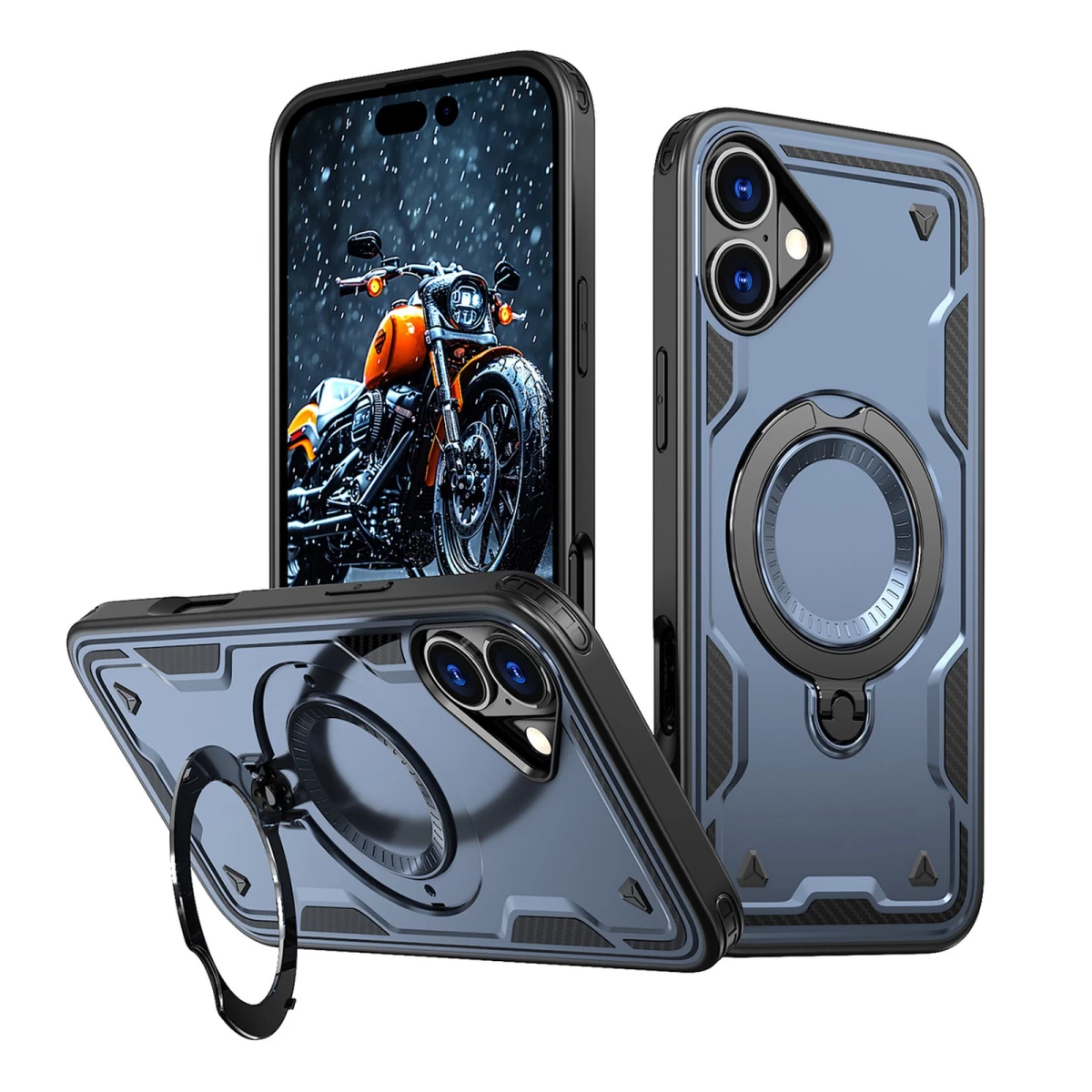 Dėklas iphone 16 Hybrid Armor Trendy Magsafe - Mėlynas