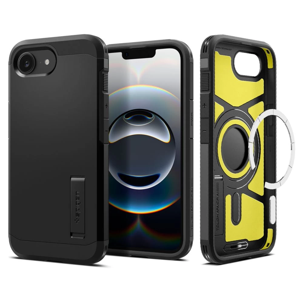 Dėklas iphone 16e Su Stovu tough Armor Magsafe - Juodas