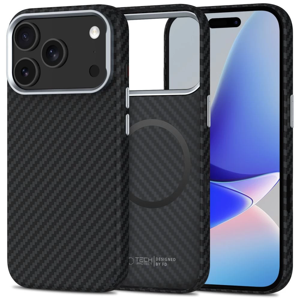 Dėklas iphone 17 Pro Max Ion Carbon Magsafe - Pilkas/juodas