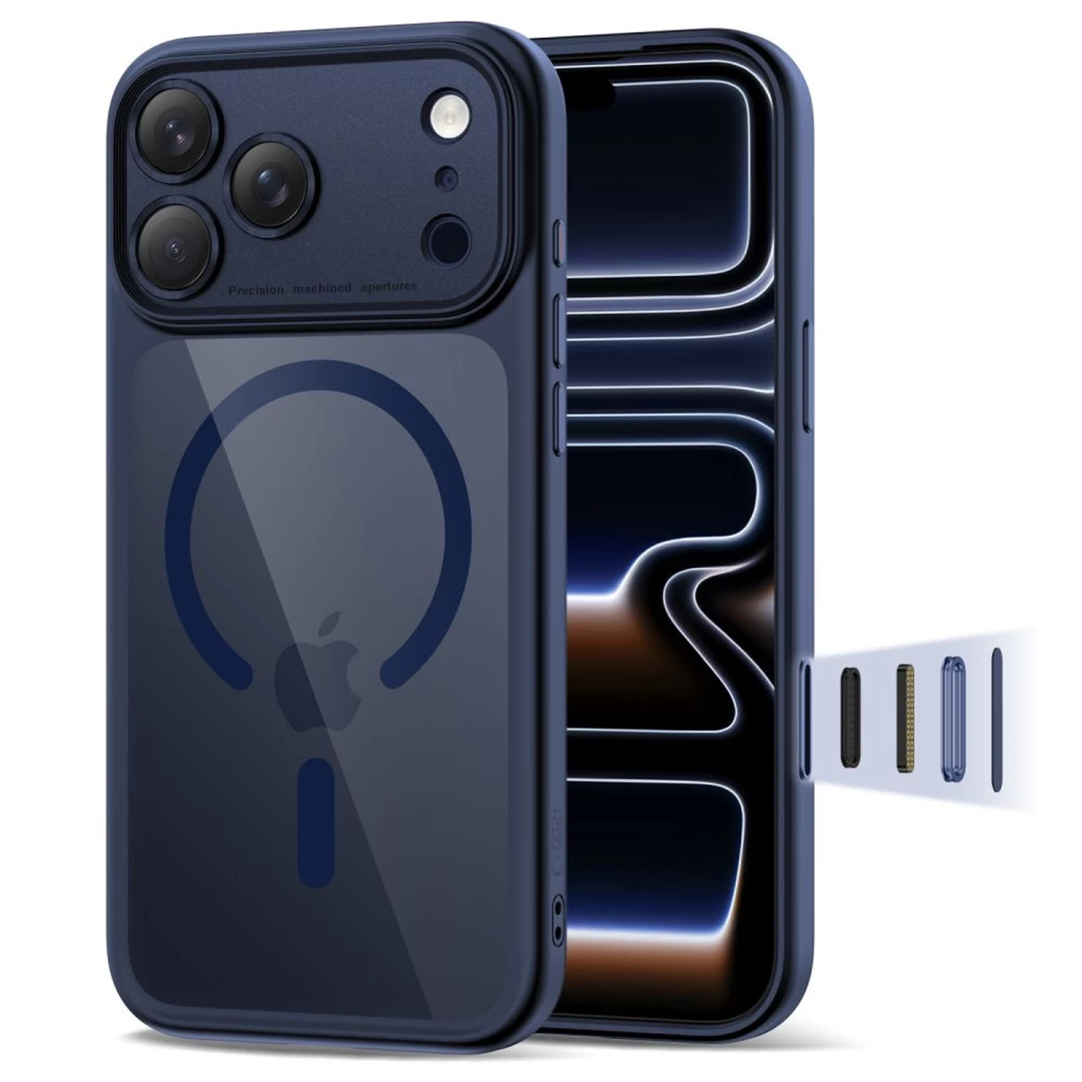 Dėklas iphone 17 Pro Max Magpeak Magsafe Cc - Skaidrus Mėlynas