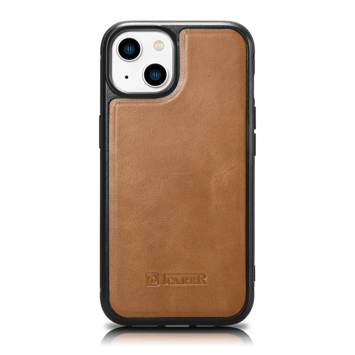 Dėklas Iš Natūralios Odos Iphone 14 Plus Leather Oil Wax šviesiai Rudos Spalvos