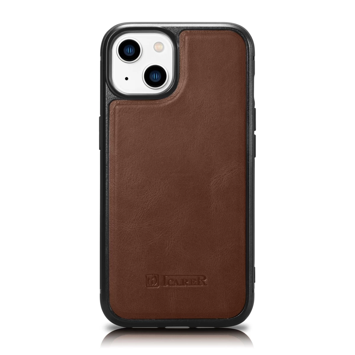 Dėklas Iš Natūralios Odos Iphone 14 Plus Leather Oil Wax Tamsiai Rudos Spalvos